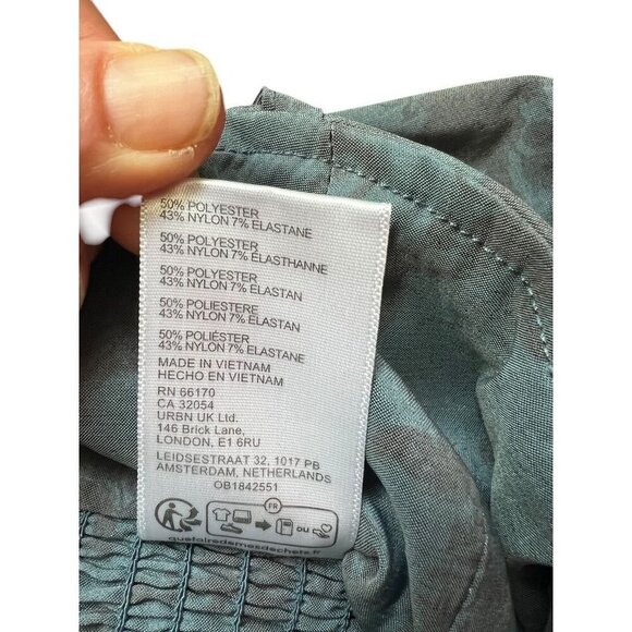 KIMCHI BLUE Womens Blue Jacquard Bow Detail CropTop, Adjustable Straps, Smocked - Picture 13 of 13